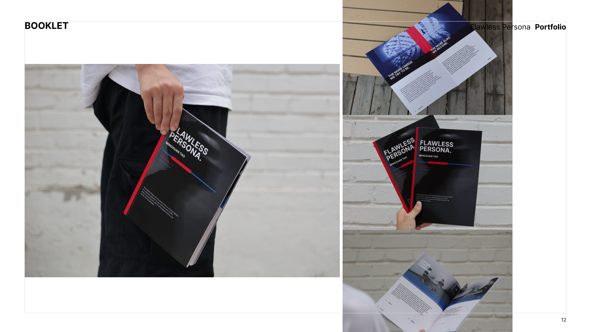 Open Flawless Persona booklet showing editorial spreads