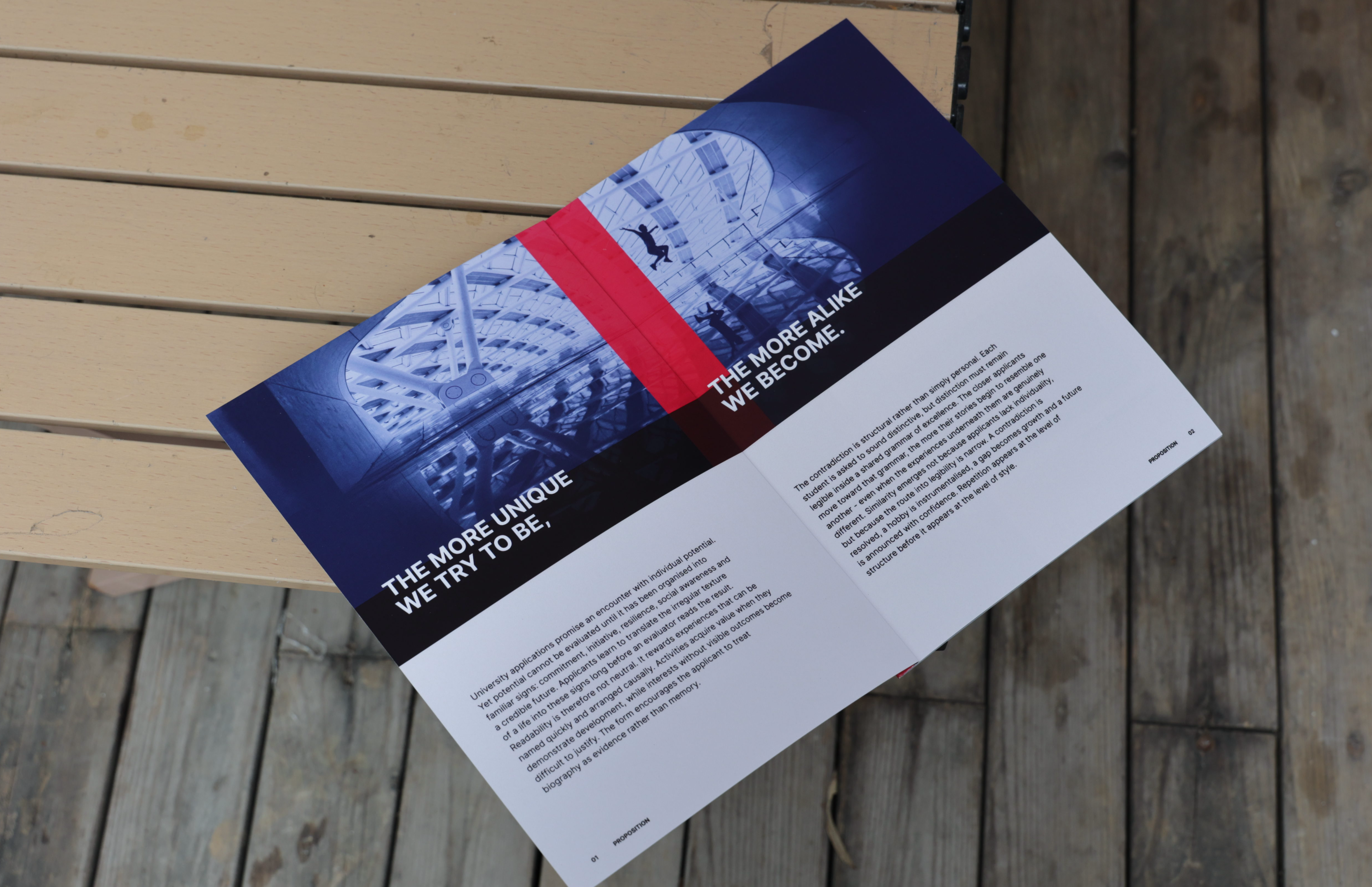 Printed booklet open outdoors