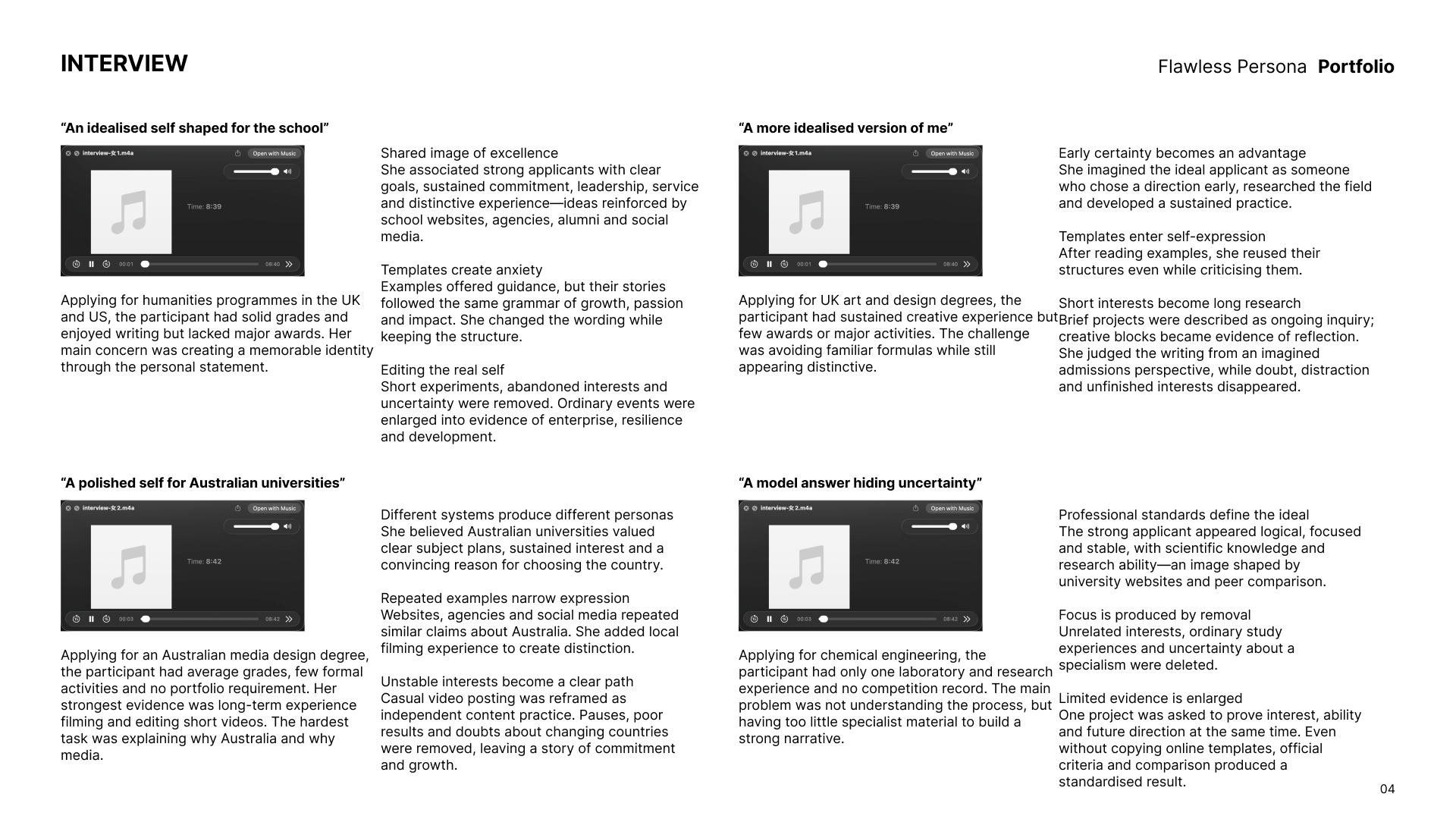 Updated interview research page with participant image and edited testimony